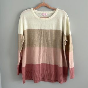 Pink Lily color block sweater size L